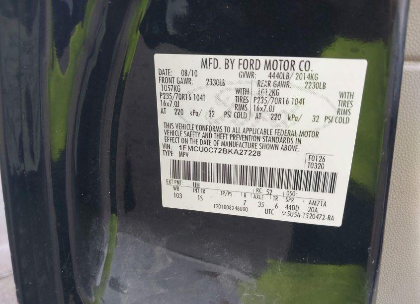 Photo 9 of 2011 Ford Escape XLS (VIN 1FMCU0C72BKA27228)