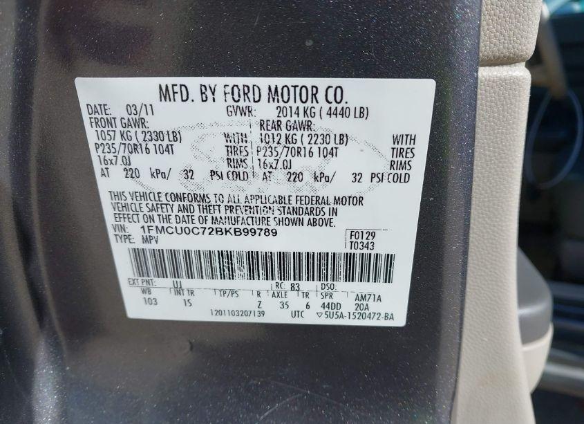 Photo 9 of 2011 Ford Escape XLS (VIN 1FMCU0C72BKB99789)