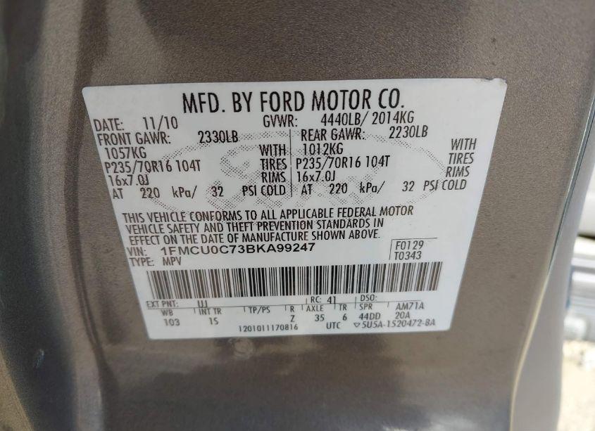 Photo 9 of 2011 Ford Escape XLS (VIN 1FMCU0C73BKA99247)