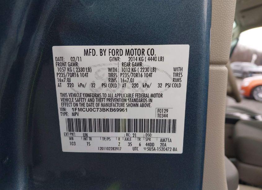 Photo 9 of 2011 Ford Escape XLS (VIN 1FMCU0C73BKB69961)