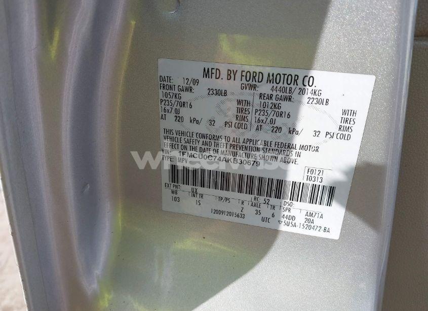 Photo 9 of 2010 Ford Escape XLS (VIN 1FMCU0C74AKB30679)