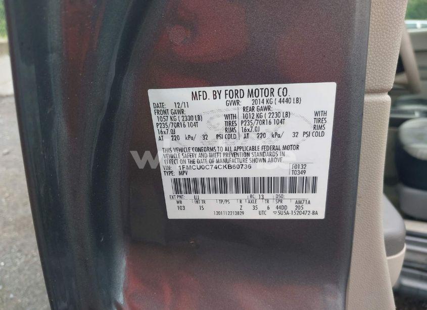 Photo 9 of 2012 Ford Escape XLS (VIN 1FMCU0C74CKB60736)