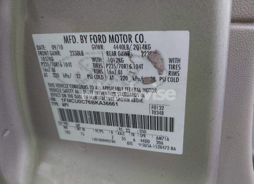 Photo 9 of 2011 Ford Escape XLS (VIN 1FMCU0C76BKA36661)