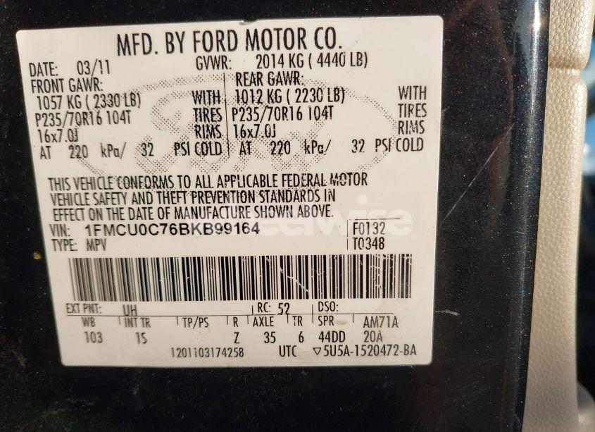 Photo 9 of 2011 Ford Escape XLS (VIN 1FMCU0C76BKB99164)