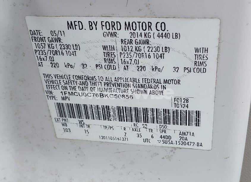 Photo 9 of 2011 Ford Escape XLS (VIN 1FMCU0C76BKC50856)