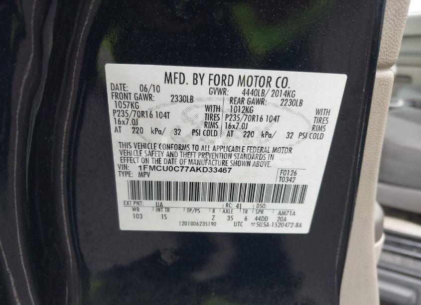 Photo 9 of 2010 Ford Escape XLS (VIN 1FMCU0C77AKD33467)