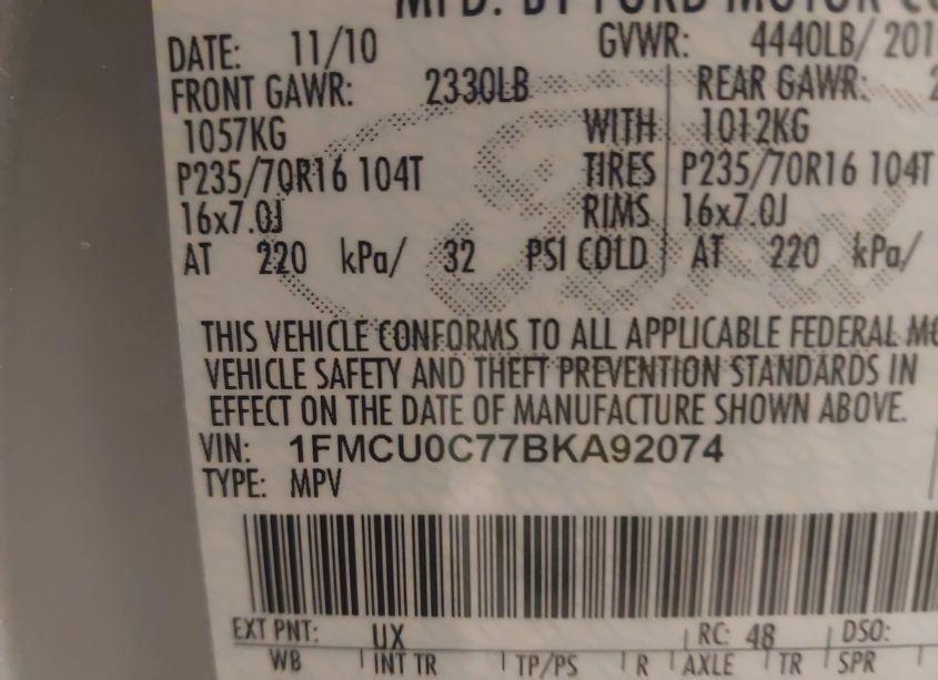 Photo 9 of 2011 Ford Escape XLS (VIN 1FMCU0C77BKA92074)