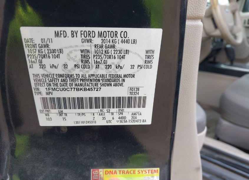 Photo 9 of 2011 Ford Escape XLS (VIN 1FMCU0C77BKB45727)