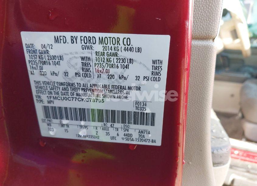 Photo 9 of 2012 Ford Escape XLS (VIN 1FMCU0C77CKC78795)