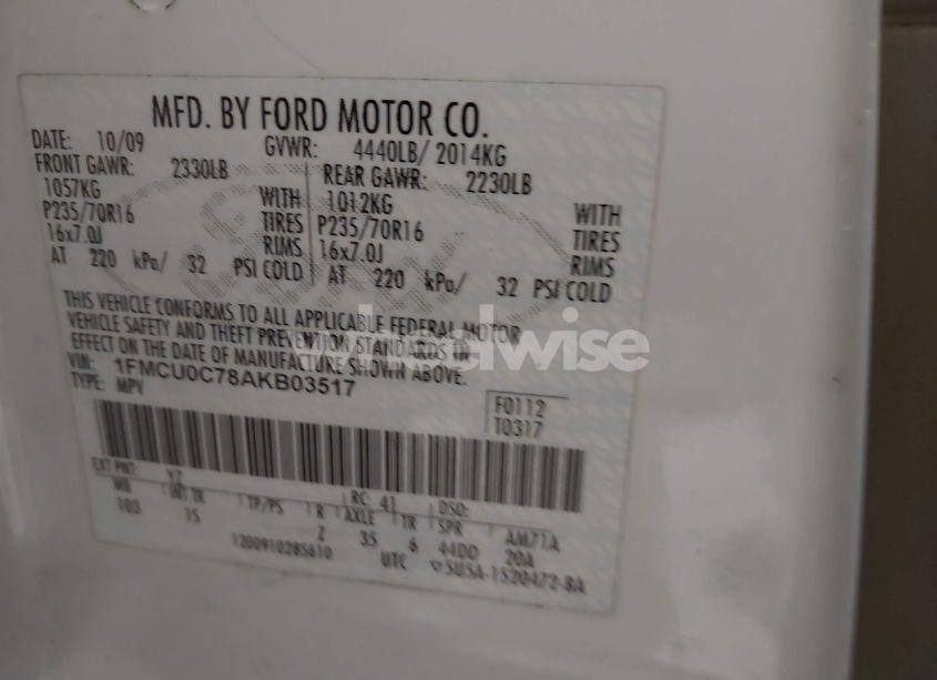 Photo 9 of 2010 Ford Escape XLS (VIN 1FMCU0C78AKB03517)