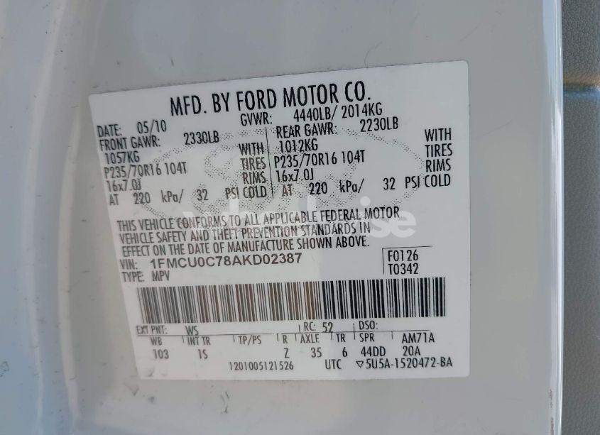 Photo 9 of 2010 Ford Escape XLS (VIN 1FMCU0C78AKD02387)