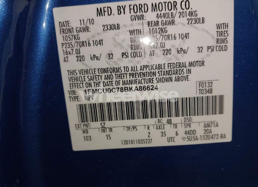 Photo 9 of 2011 Ford Escape XLS (VIN 1FMCU0C78BKA86624)