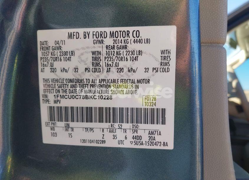 Photo 9 of 2011 Ford Escape XLS (VIN 1FMCU0C78BKC10228)