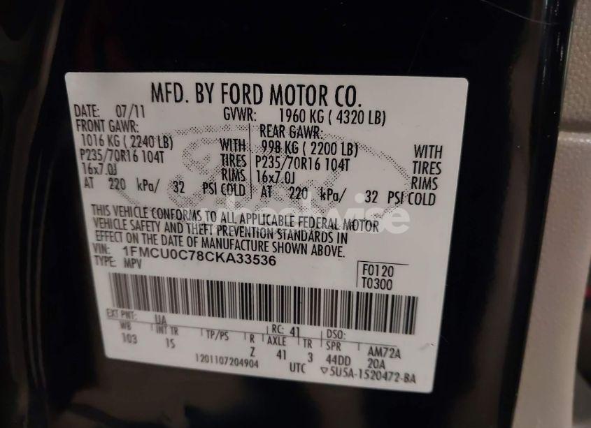 Photo 9 of 2012 Ford Escape XLS (VIN 1FMCU0C78CKA33536)