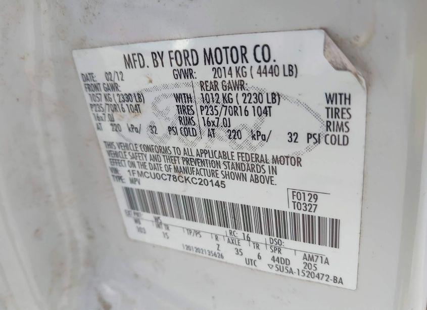 Photo 9 of 2012 Ford Escape XLS (VIN 1FMCU0C78CKC20145)