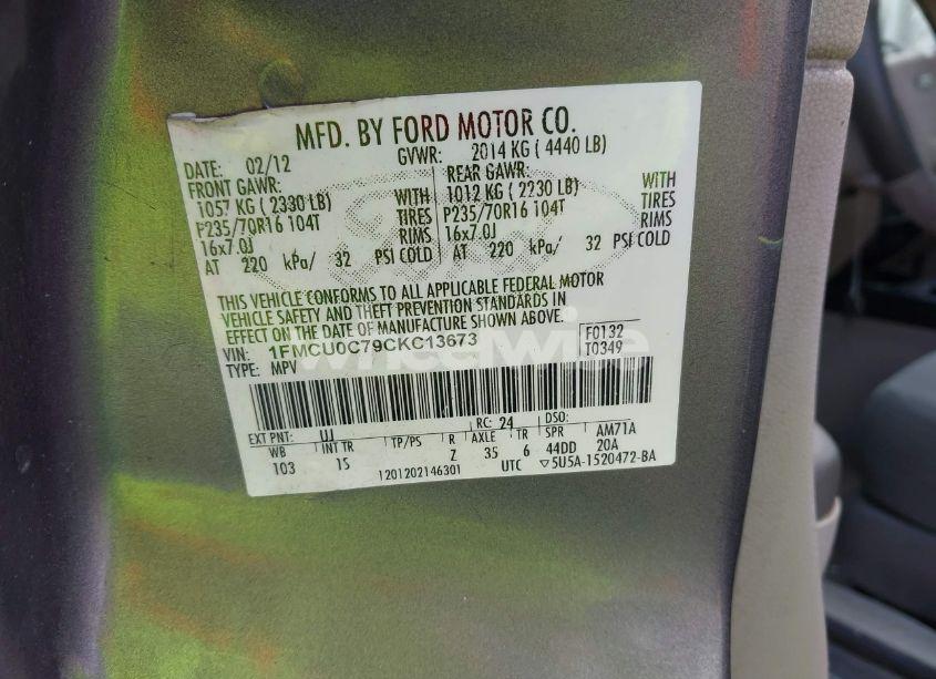 Photo 9 of 2012 Ford Escape XLS (VIN 1FMCU0C79CKC13673)