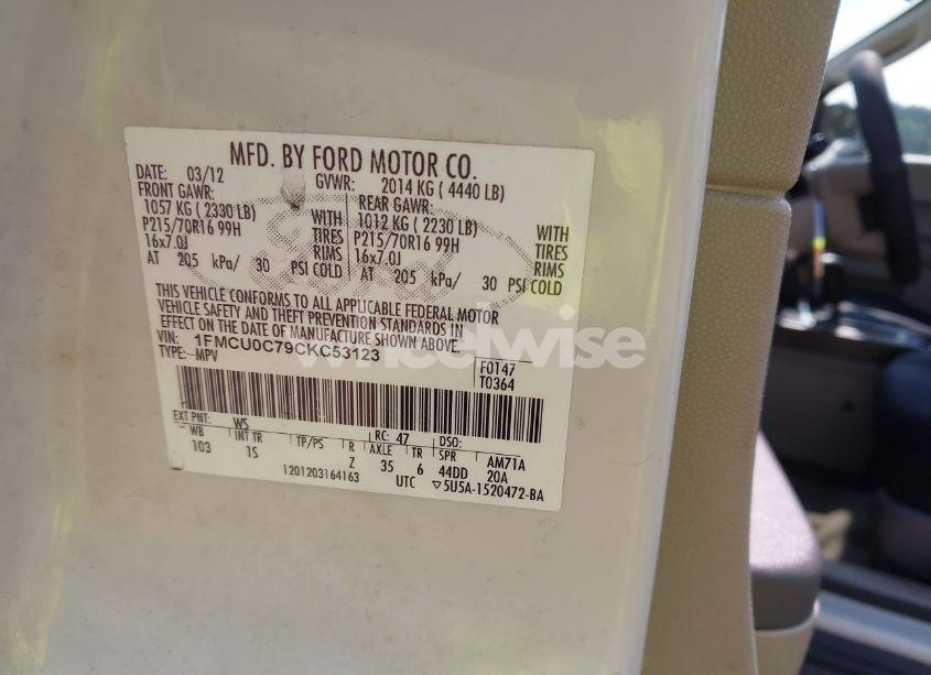 Photo 9 of 2012 Ford Escape XLS (VIN 1FMCU0C79CKC53123)