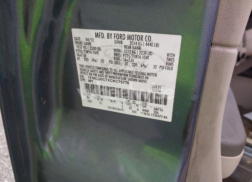 Photo 9 of 2012 Ford Escape XLS (VIN 1FMCU0C7XCKC75776)