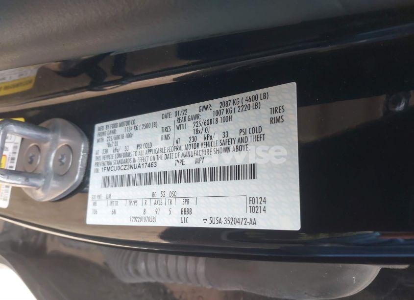 Photo 9 of 2022 Ford Escape SEL HYBRID (VIN 1FMCU0CZ3NUA17463)