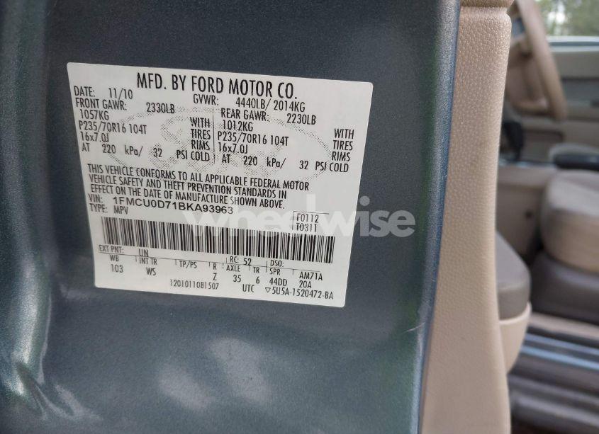 Photo 9 of 2011 Ford Escape XLT (VIN 1FMCU0D71BKA93963)