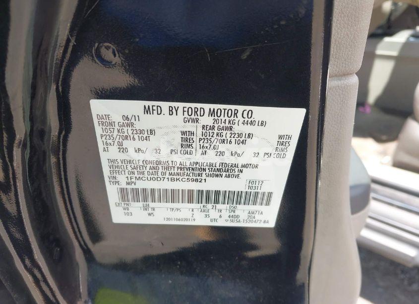 Photo 9 of 2011 Ford Escape XLT (VIN 1FMCU0D71BKC59821)