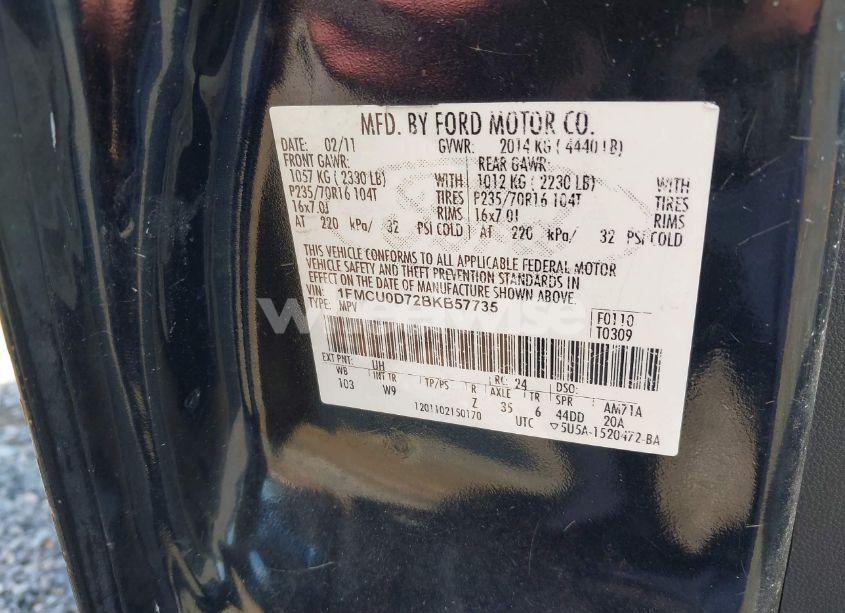 Photo 9 of 2011 Ford Escape XLT (VIN 1FMCU0D72BKB57735)