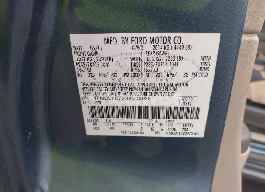 Photo 9 of 2011 Ford Escape XLT (VIN 1FMCU0D72BKC48925)