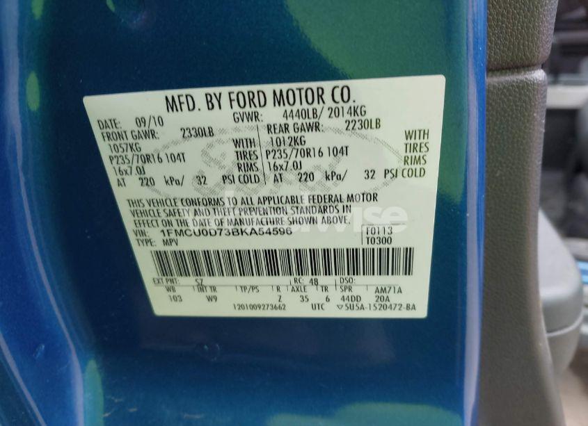 Photo 9 of 2011 Ford Escape XLT (VIN 1FMCU0D73BKA54596)