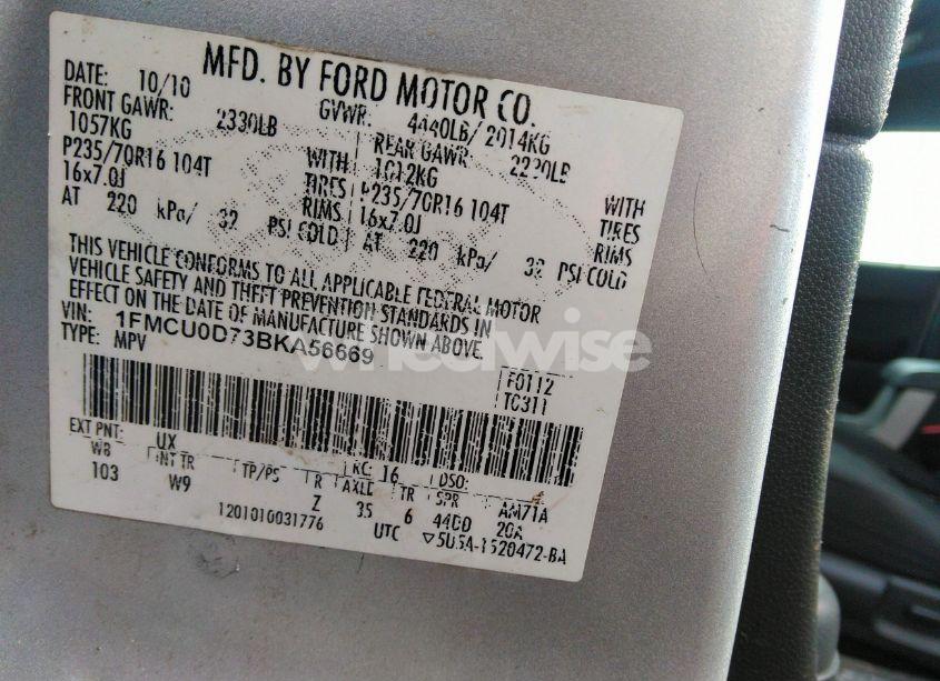 Photo 9 of 2011 Ford Escape XLT (VIN 1FMCU0D73BKA56669)