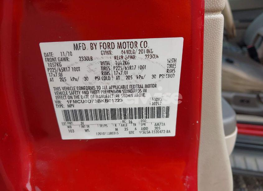 Photo 9 of 2011 Ford Escape XLT (VIN 1FMCU0D73BKB01223)