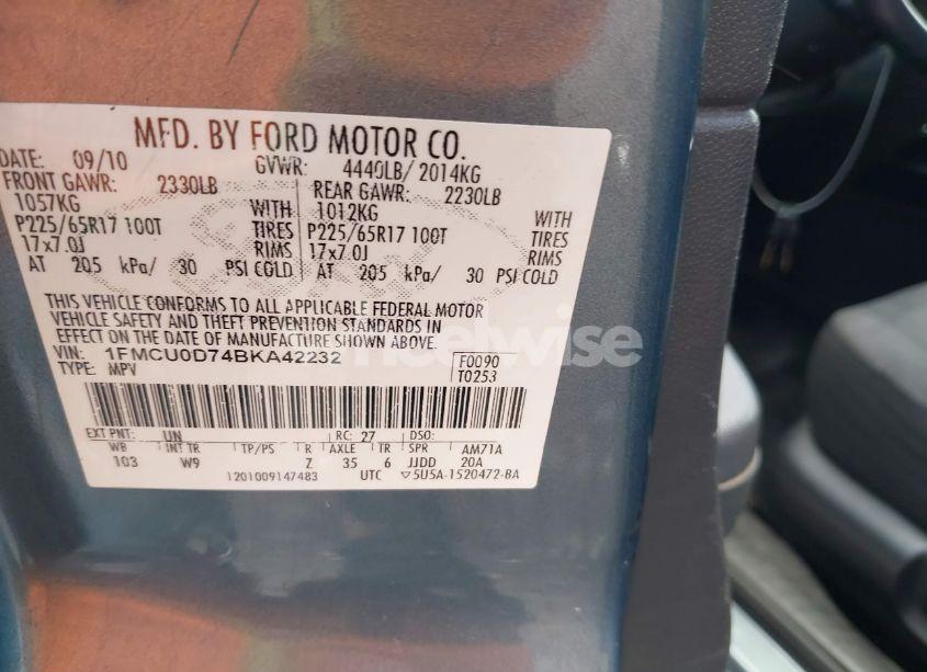 Photo 9 of 2011 Ford Escape XLT (VIN 1FMCU0D74BKA42232)