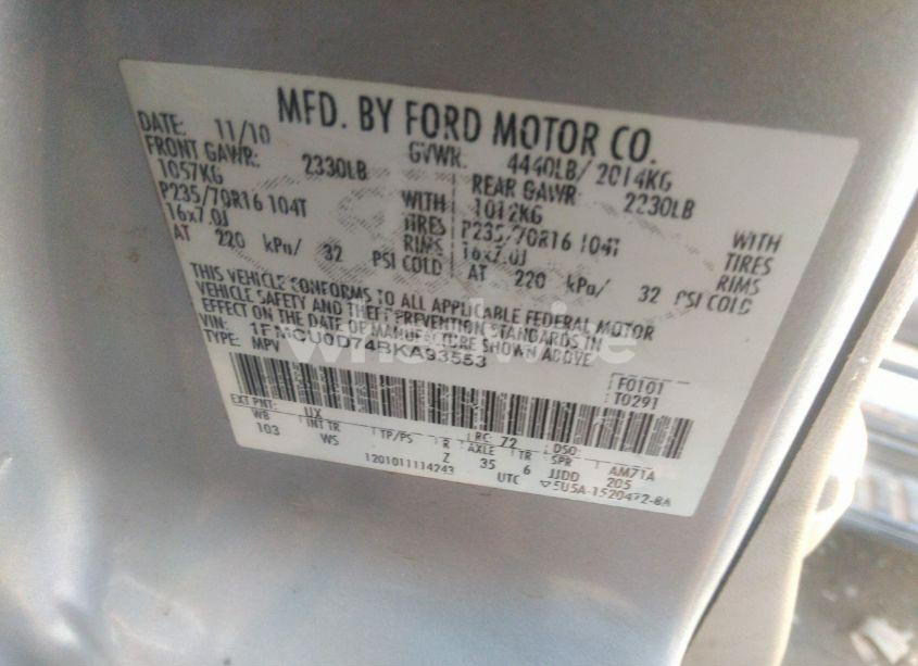 Photo 9 of 2011 Ford Escape XLT (VIN 1FMCU0D74BKA93553)