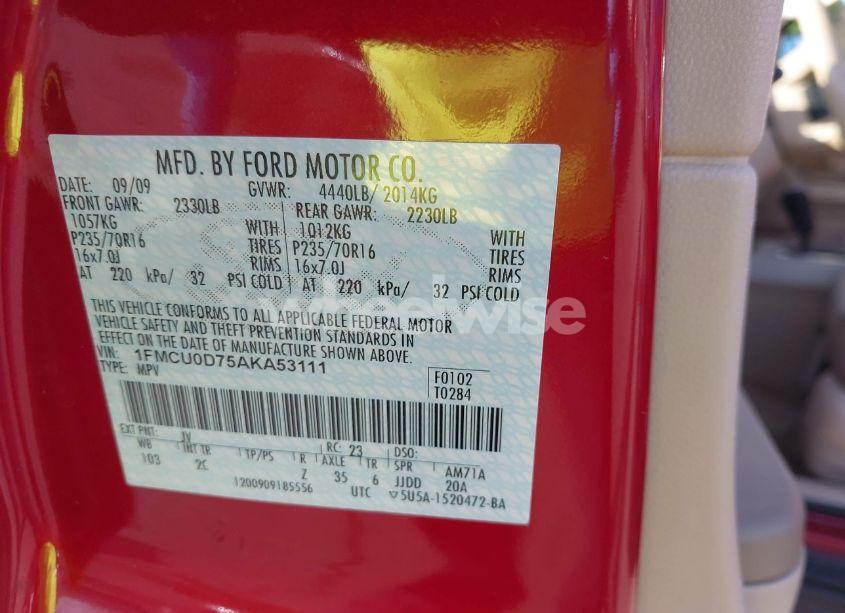 Photo 9 of 2010 Ford Escape XLT (VIN 1FMCU0D75AKA53111)