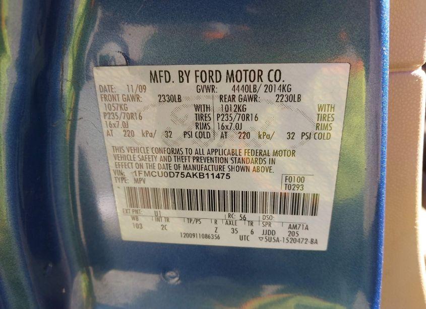 Photo 9 of 2010 Ford Escape XLT (VIN 1FMCU0D75AKB11475)