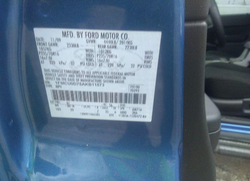 Photo 9 of 2010 Ford Escape XLT (VIN 1FMCU0D75AKB11573)