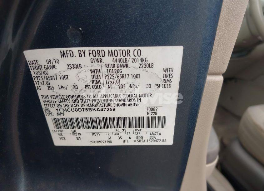 Photo 9 of 2011 Ford Escape XLT (VIN 1FMCU0D75BKA47259)