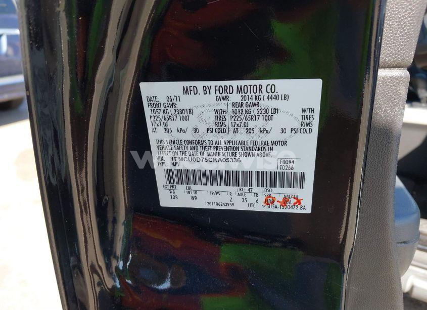 Photo 9 of 2012 Ford Escape XLT (VIN 1FMCU0D75CKA05336)