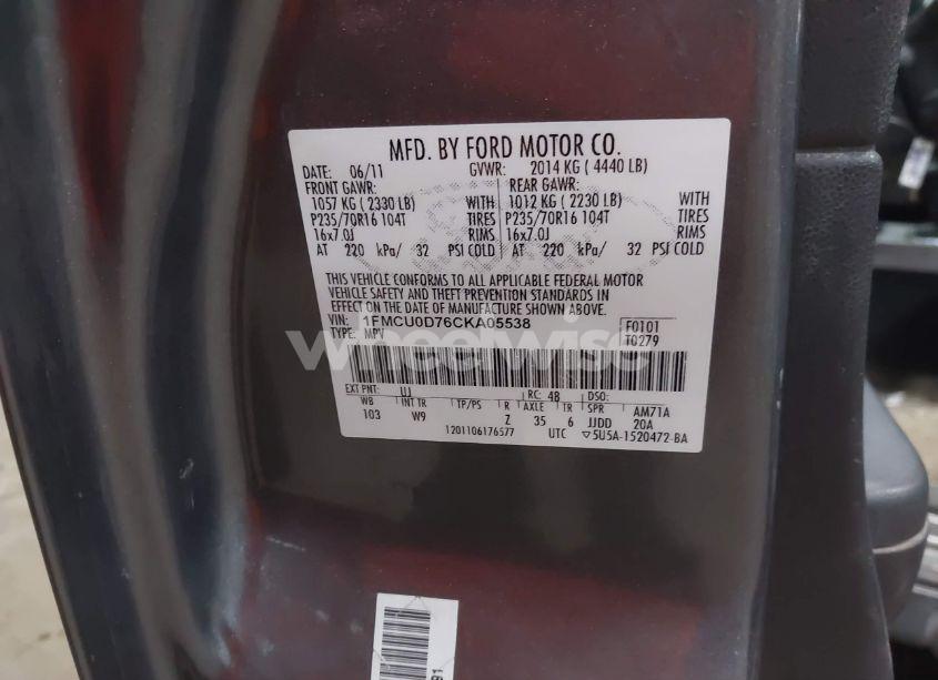 Photo 9 of 2012 Ford Escape XLT (VIN 1FMCU0D76CKA05538)