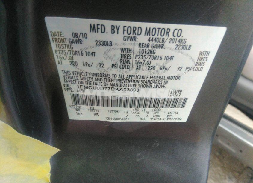 Photo 9 of 2011 Ford Escape XLT (VIN 1FMCU0D77BKA03893)