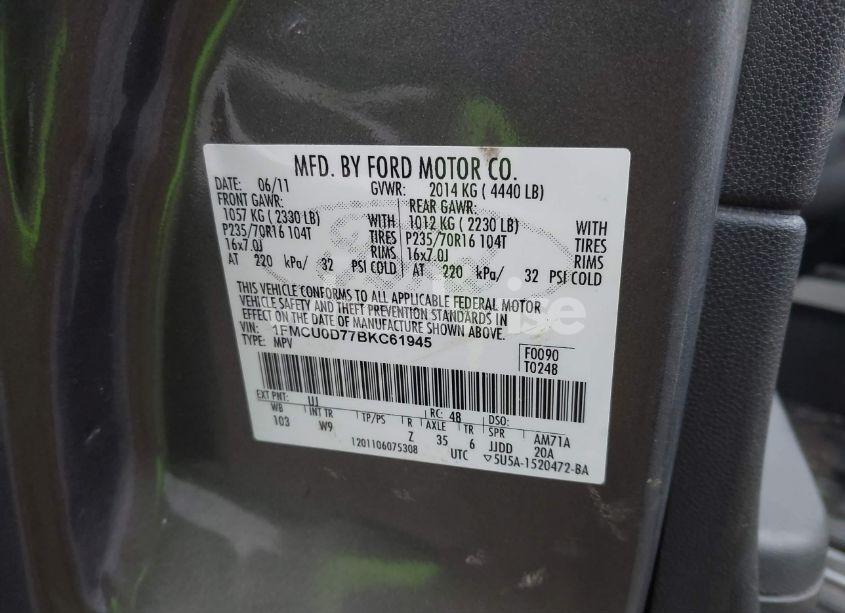 Photo 9 of 2011 Ford Escape XLT (VIN 1FMCU0D77BKC61945)