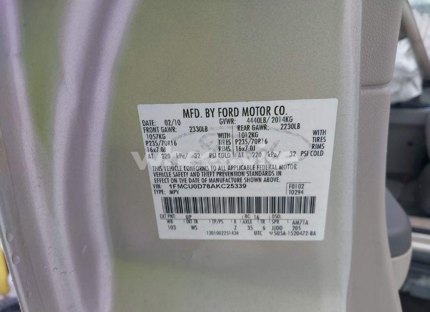 Photo 9 of 2010 Ford Escape XLT (VIN 1FMCU0D78AKC25339)