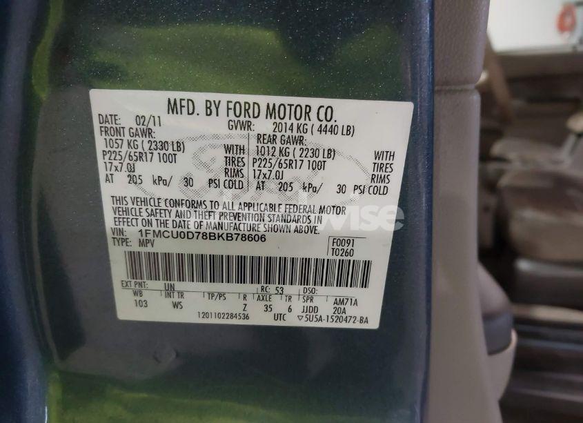 Photo 9 of 2011 Ford Escape XLT (VIN 1FMCU0D78BKB78606)