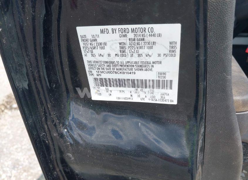 Photo 9 of 2012 Ford Escape XLT (VIN 1FMCU0D78CKB10419)