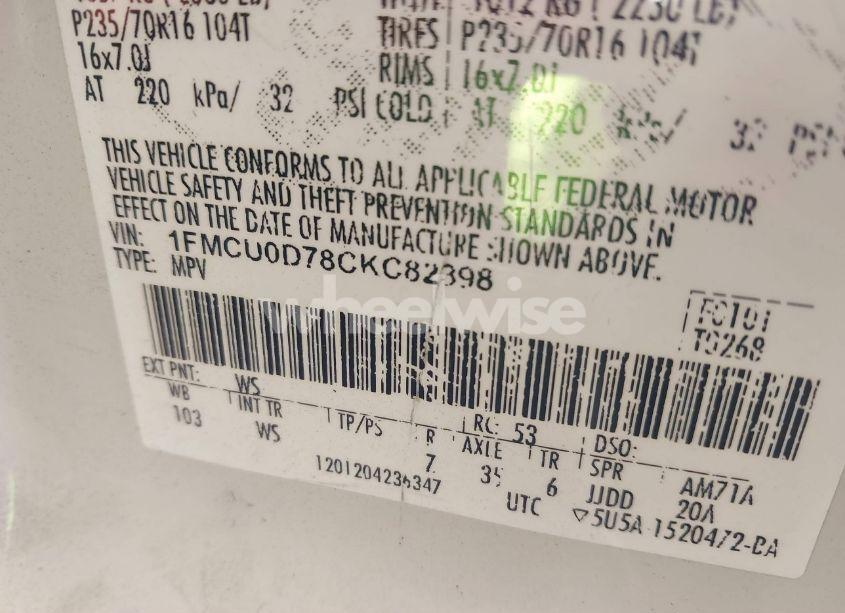 Photo 9 of 2012 Ford Escape XLT (VIN 1FMCU0D78CKC82398)