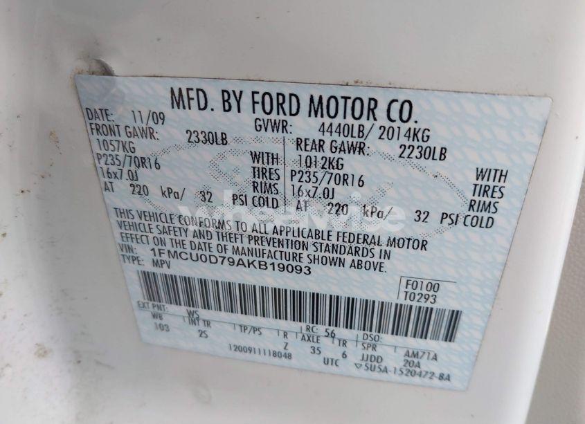Photo 9 of 2010 Ford Escape XLT (VIN 1FMCU0D79AKB19093)