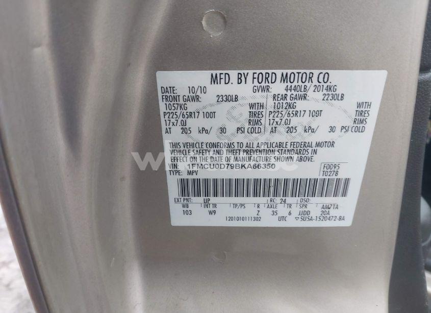 Photo 9 of 2011 Ford Escape XLT (VIN 1FMCU0D79BKA66350)