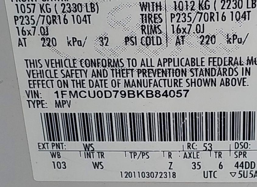 Photo 9 of 2011 Ford Escape XLT (VIN 1FMCU0D79BKB84057)