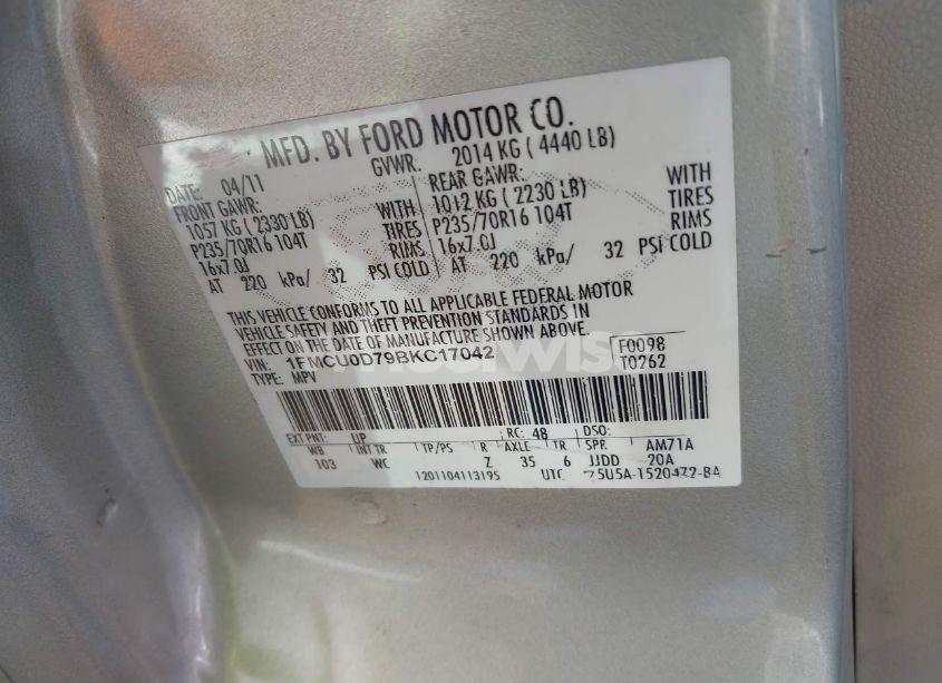 Photo 9 of 2011 Ford Escape XLT (VIN 1FMCU0D79BKC17042)