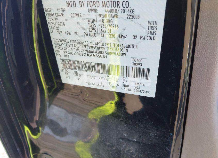 Photo 9 of 2010 Ford Escape XLT (VIN 1FMCU0D7XAKA85861)