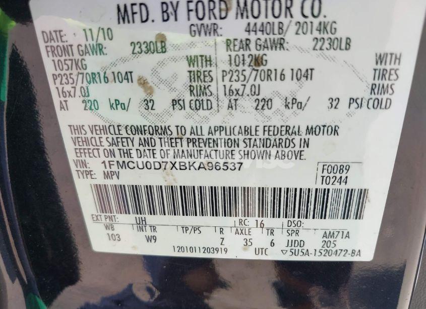 Photo 9 of 2011 Ford Escape XLT (VIN 1FMCU0D7XBKA96537)